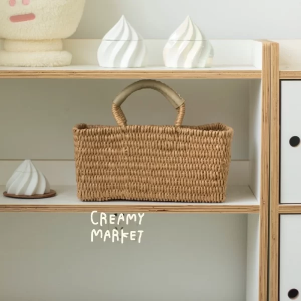 woven basket tote bag with zipper