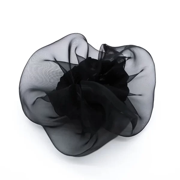 unique double layer black silk organza scrunchie