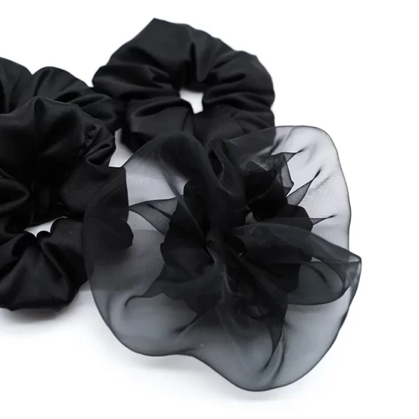 unique double layer black silk organza scrunchie