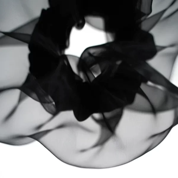 unique double layer black silk organza scrunchie