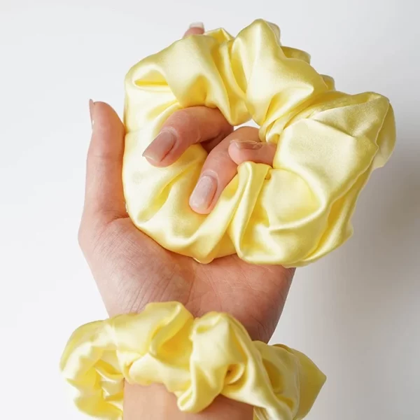 yellow silk hair scrunchie