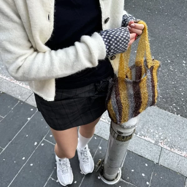 woven striped tote bag