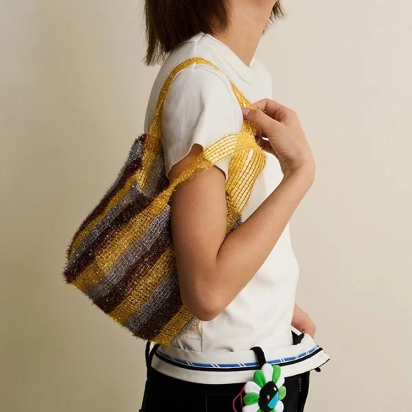 woven striped tote bag